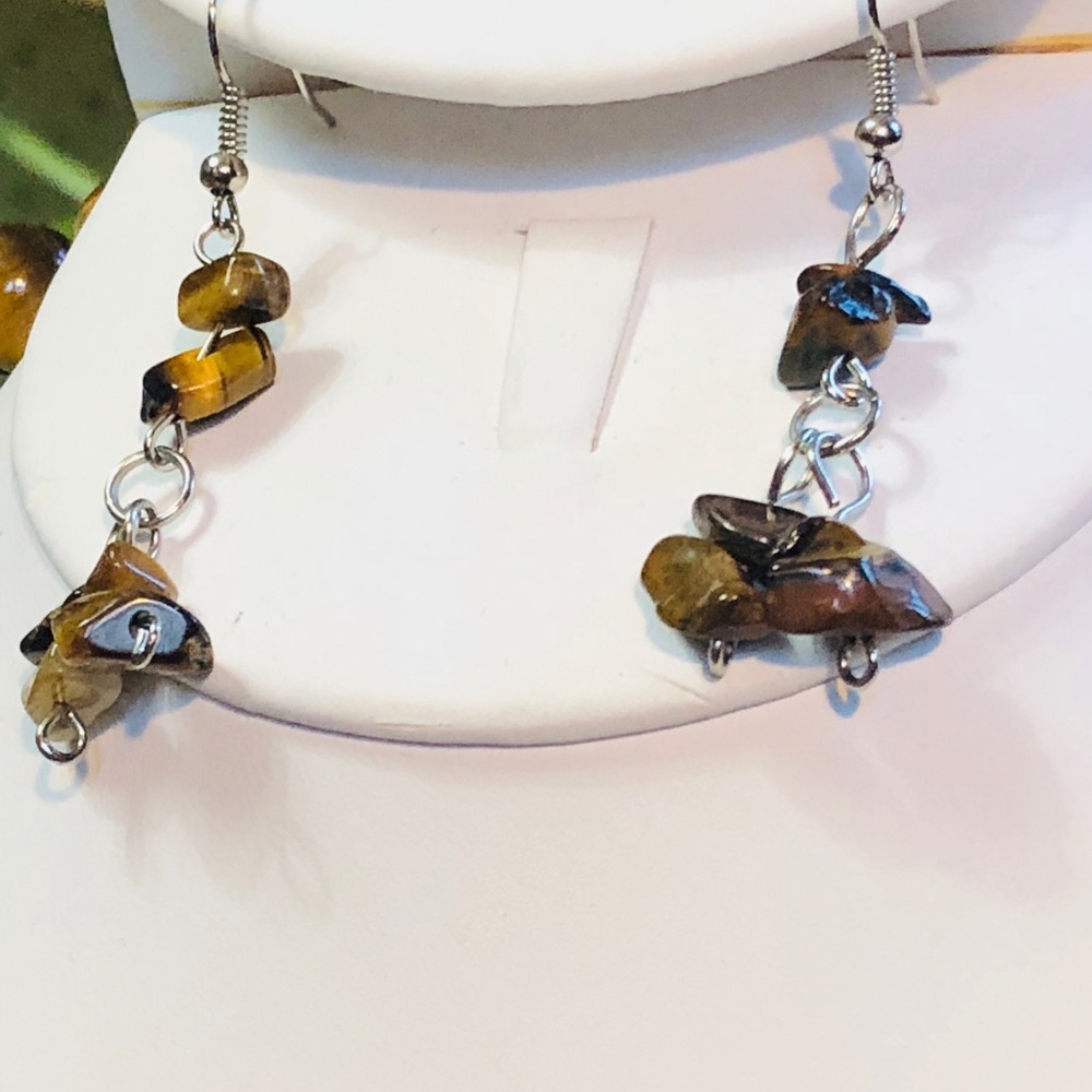 Genuine tiger eye earrings